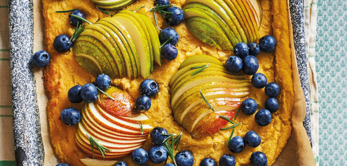 September 2020 - Cookery - Polenta, Pear & Blueberry Tart - Issue 301