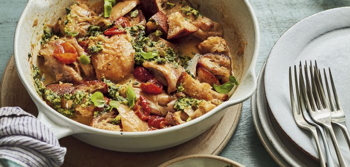 Chicken Fricassee with Pesto & Semi-dried Tomatoes