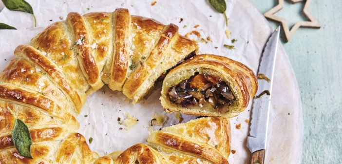 Mushroom, Butternut Squash, Chestnut and Caramelised Onion Wreath